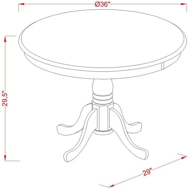 East West Furniture AMIP3-MAH-W 3 Piece Dining Table Set for Small Spaces Contains a Round Kitchen Table with Pedestal and 2 Kitchen Dining Chairs, 36x36 Inch, Mahogany