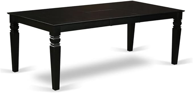 East West Furniture LGCL7-BLK-C 7 Piece Kitchen Table & Chairs Set Consist of a Rectangle Butterfly Leaf Dining Table and 6 Linen Fabric Upholstered Chairs, 42x84 Inch, Black