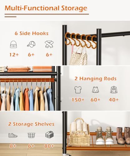 HOMIDEC Clothes Rack, 79.7" Double-Tier Clothing Rack - Image 6