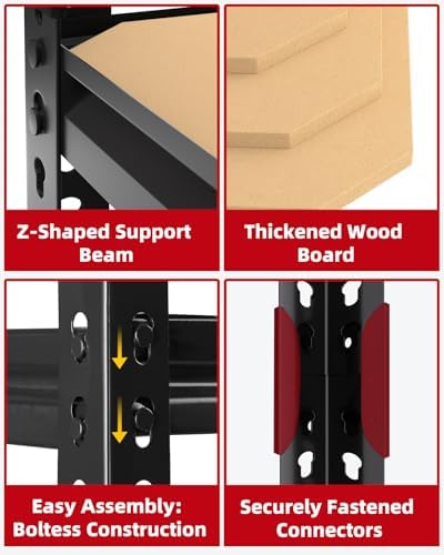 PrimeZone 5-Tier Garage Storage Shelves, Adjustable Metal Shelving - Image 4