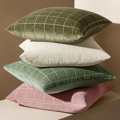 MIULEE Christmas Olive Green Plaid Decorative Throw Pillow Covers - Image 6