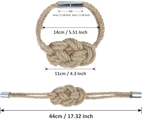 Jute Magnetic Curtain Tiebacks, Decorative Curtain Holdbacks - Image 2