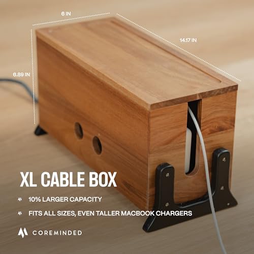 COREMINDED Extra Large Cable Management Box, Wood Cord Hider Box & Organizer - Image 3