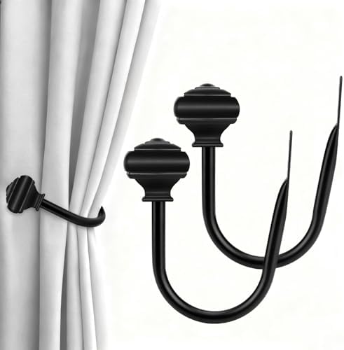 Black Curtain Holdbacks, Decorative Drapery Tiebacks, 2 Pack/1 Pair by USFOOK