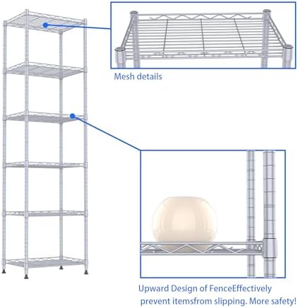 REGILLER 6 Wire Shelving Steel Storage Rack Adjustable Unit Shelves - Image 7