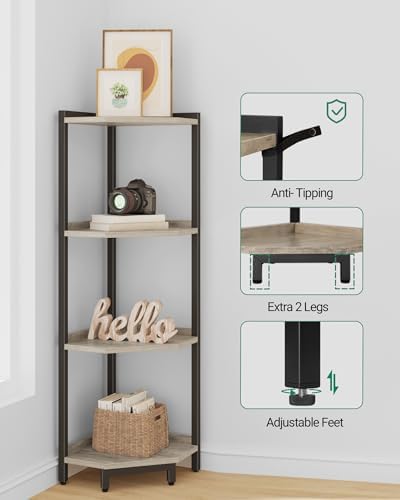 Hzuaneri Corner Shelf Stand 4-Tier Corner Bookshelf Storage Standing Shelf - Image 3