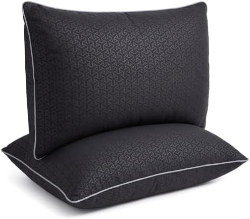 Standard Size Pillows 2 Pack Black, Soft Support by Home