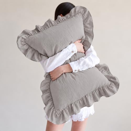 Light Gray Pillowcases King Pillowcases Cute Pillow Cover Gray Ruffled Pillow - Image 4
