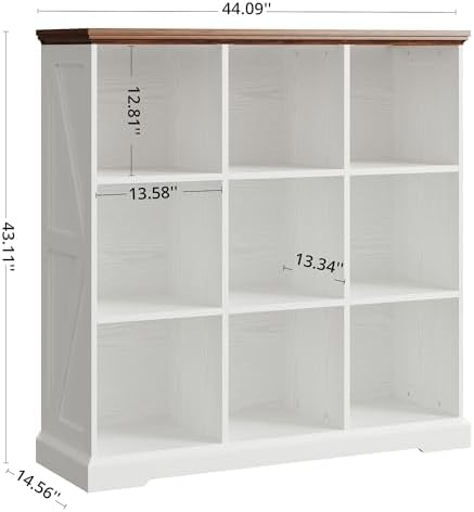 IRONCK 9 Cube Storage Organizer, Farmhouse Short Bookshelf - Image 2