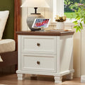 Farmhouse Nightstand with Charging Station, 2 Drawers by SAVORLIFEFurniture