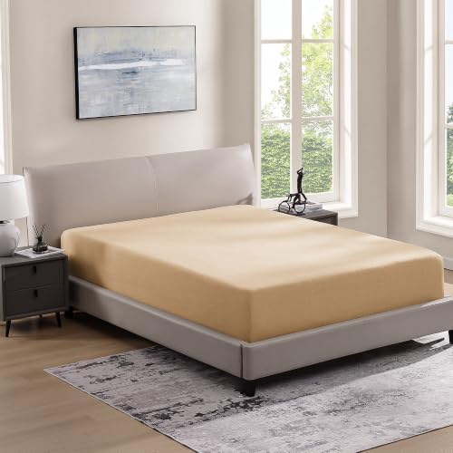 ROSE&RISY Heathered Beige Queen Sheet Set, Breathable and Cooling, Includes 1 - Image 3