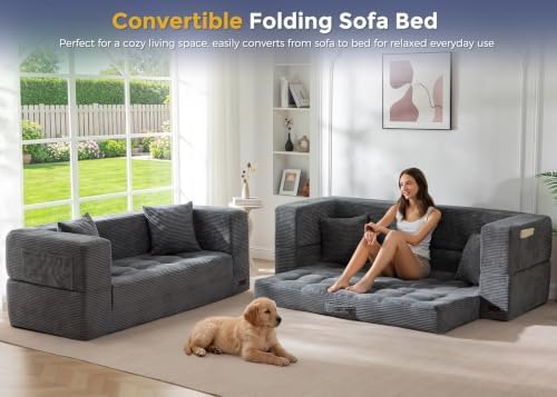 MAXYOYO 63" Folding Sofa Bed, Convertible Boneless Couch - Image 3