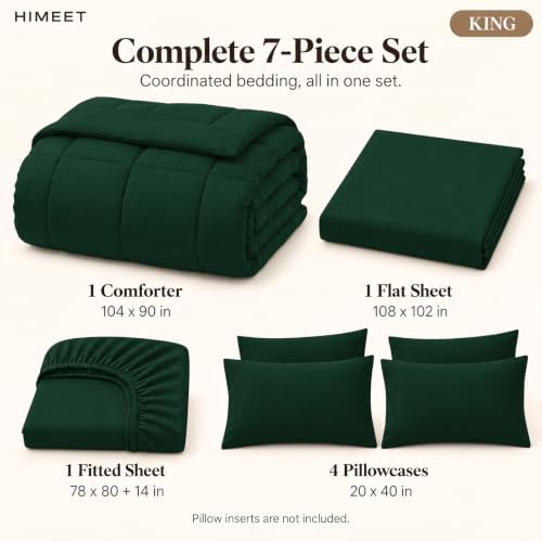 HIMEET King Size Comforter Set Emerald Green, 7 Pieces Bed in a Bag - Image 2