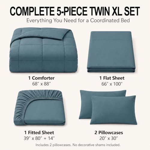 CozyLux Twin XL Comforter Set Mineral Blue - Image 2