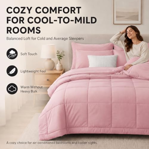 CozyLux Queen Comforter Set Pink - Image 4