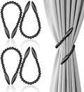 Wood Bead Curtain Tiebacks 4 Pack, No Drill Curtain Holdbacks by OCIOLI