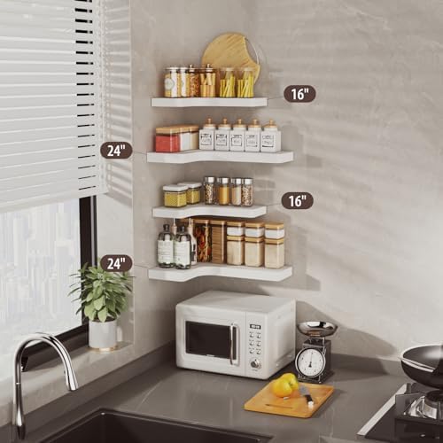 Corner Floating Shelves Wall Mount Shelf Solid Wood - Image 2