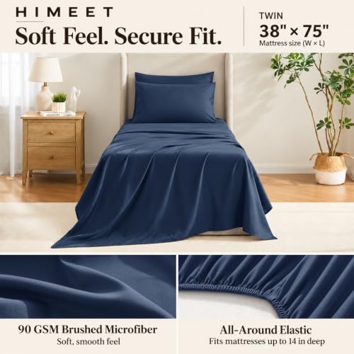 HIMEET Twin Comforter Set Navy, 5 Pieces Bed in a Bag - Image 6