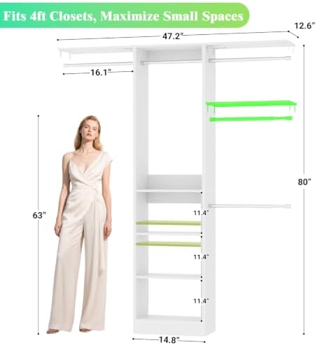 Besiost 4FT Small Closet Organizer System - Image 2