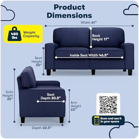 Serta Palisades 61" Track Arm Sofa, Easy Care Polyester, Soft Pillow Back - Image 2