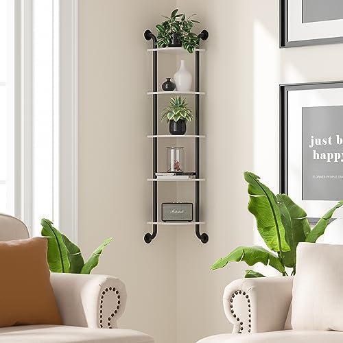 Tinpin 5 Tier Corner Shelf Wall Mount Rustic Industrial Floating Shelves - Image 2