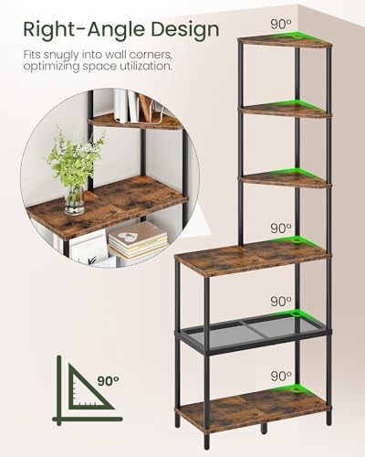 6-Tier Corner Shelf, Industrial Corner Bookshelf - Image 6