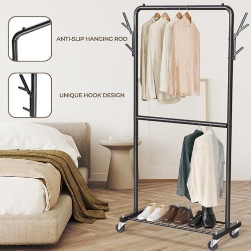 Simple Houseware Double Rod Clothes Rack - Image 6
