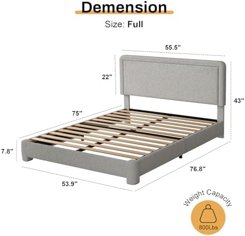 WEUP Full Size Boucle Bed Frame, Upholstered Cloud Bed Frame - Image 2