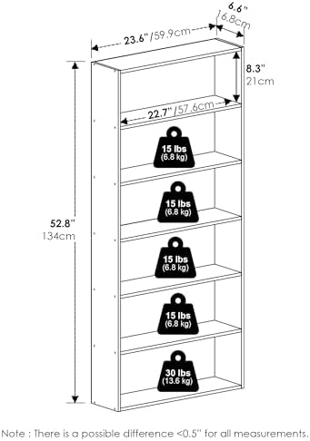 Furinno Basic Book Shelf, 6-Tier Bookcase - Image 3