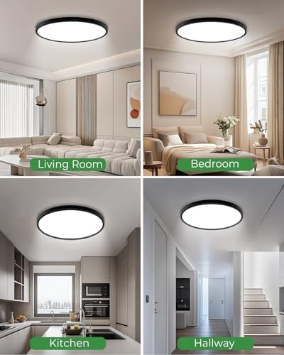 hepside 23INCH Big Dimmable Flush Mount Ceiling Light Fixture Black, - Image 4