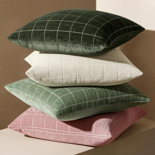 MIULEE Christmas Dark Green Plaid Decorative Throw Pillow Covers - Image 6