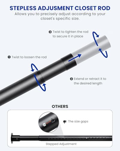Supforce 4 Pack Closet Rod Heavy Duty, 17-39in Adjustable Closet Pole Black - Image 2