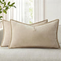 decorUhome Soft Chenille Throw Pillow Covers 12x20 Set of 2 Beige by decorUhome