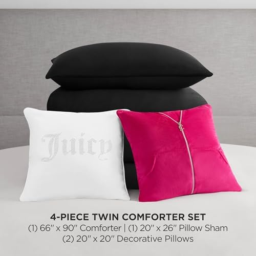 Juicy Couture Black Velour Twin/Twin XL Comforter Set - Image 2