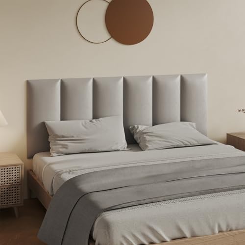 Wall-Mounted Upholstered Headboard Panels, Light Gray, 24x12 Inches, or Full - Image 4
