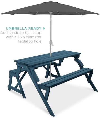 Best Choice Products 2-in-1 Transforming Interchangeable Outdoor Wooden Picnic - Image 5