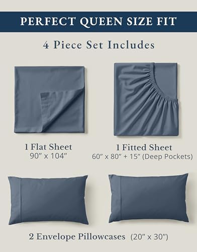 LANE LINEN Queen Bed Sheet Set 100% Organic Cotton 4pc Soft - Image 4