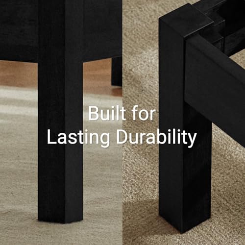 Full Bed Frame Classic Wood Platform, Noise Free, Under Bed Storage, No Box - Image 5