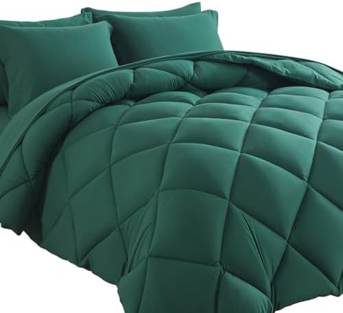 7pcs Solid Comforter Set Full Down Alternative Bedding Sets by COSYBAY