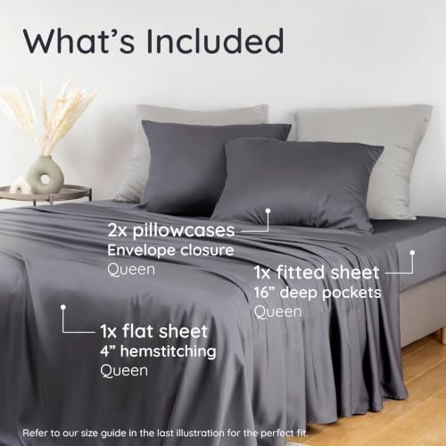Bambaw 100% Viscose Derived from Bamboo Sheets Queen Size Set – 4pcs Cooling - Image 2