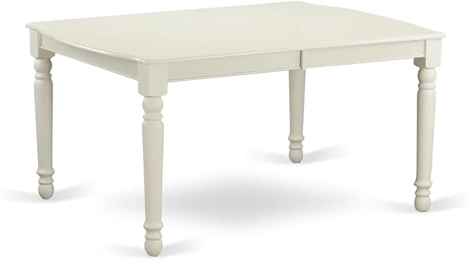 East West Furniture DOAS5-LWH-41 5 Piece Kitchen Table Set Includes A Dinner Table and 4 Platinum Gray Polyester Fabric Person Chairs with Stylish Back- Linen White Finish