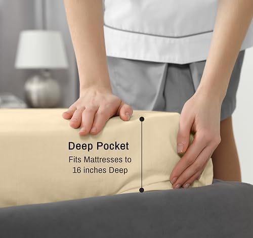 RUVANTI 100% Cotton Percale King Sheets, King Size Sheets Set - Image 6