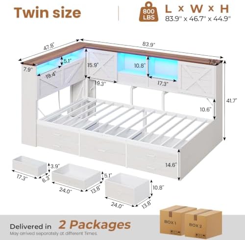 AOGLALTI Farmhouse Twin Corner Bed - Image 3