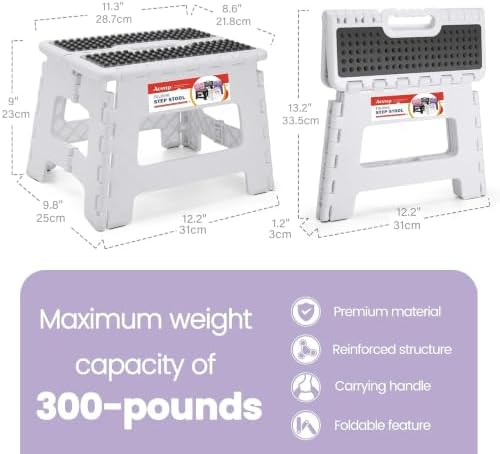 9" Folding Step Stool, Non-Slip Surface Stool - Image 4