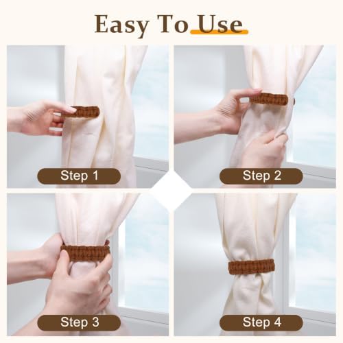4 Pack Braided Linen Curtain Tiebacks, Boho Elegant Farmhouse Rustic Flexible - Image 5