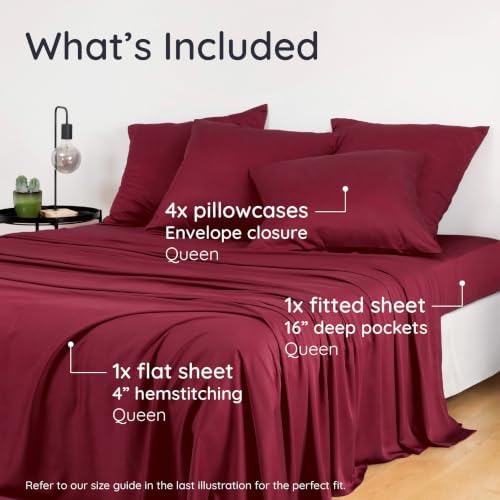 Bambaw 100% Viscose Derived from Bamboo Queen Sheet Set, 6 Piece Set - Image 2