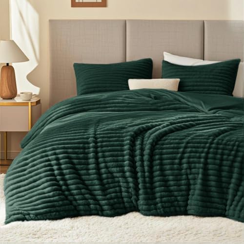 EXQ Home Fluffy Comforter Set Twin Size, 2 Pieces Bed Set, Dark Green by EXQHomeTexitleCoLtd