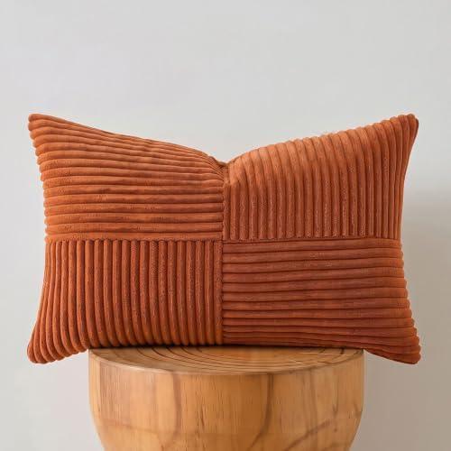 Fancy Homi Burnt Orange Long Lumbar Decorative Throw Pillow Covers 12x24 Inch by Fancy+Homi