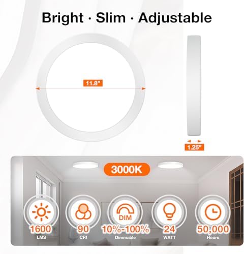 Sylvania 12" LED Flush Mount Ceiling Light Fixture, 1600 LMS, Warm White - Image 2