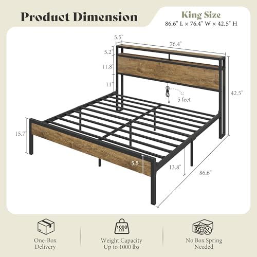 AMERLIFE King Size Platform Bed Frame - Image 2